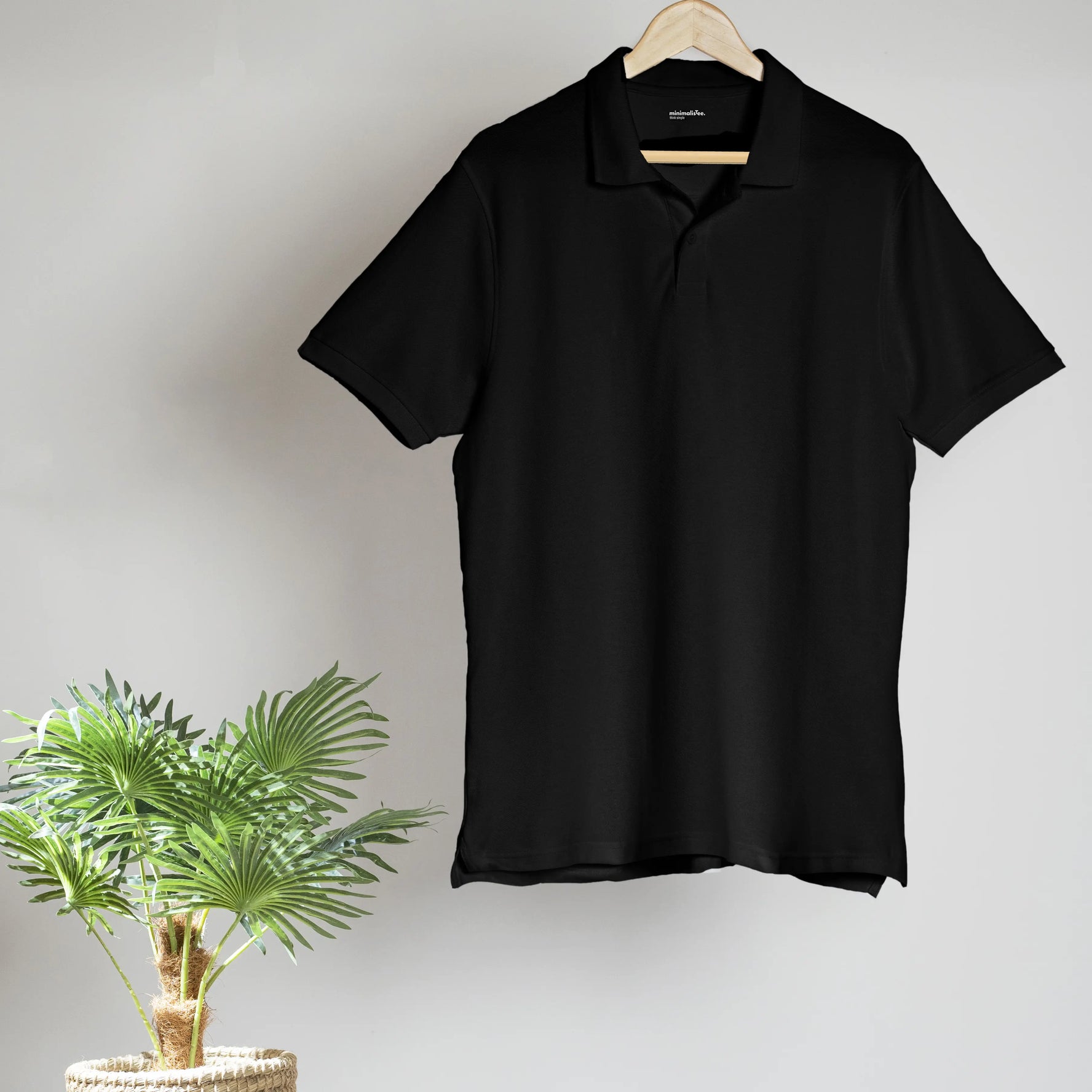 Plain Black Polo Neck T-Shirt – Comfortable Cotton Wear